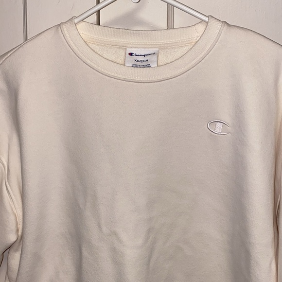 Champion XS Cream Ribbed Crew Neck Pullover Sweater - Picture 4 of 13